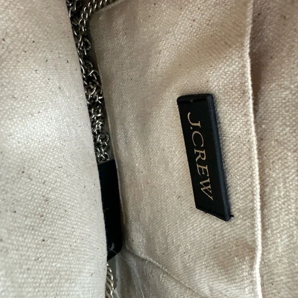J. Crew Cream Crystal-Embellished Clutch with Chain